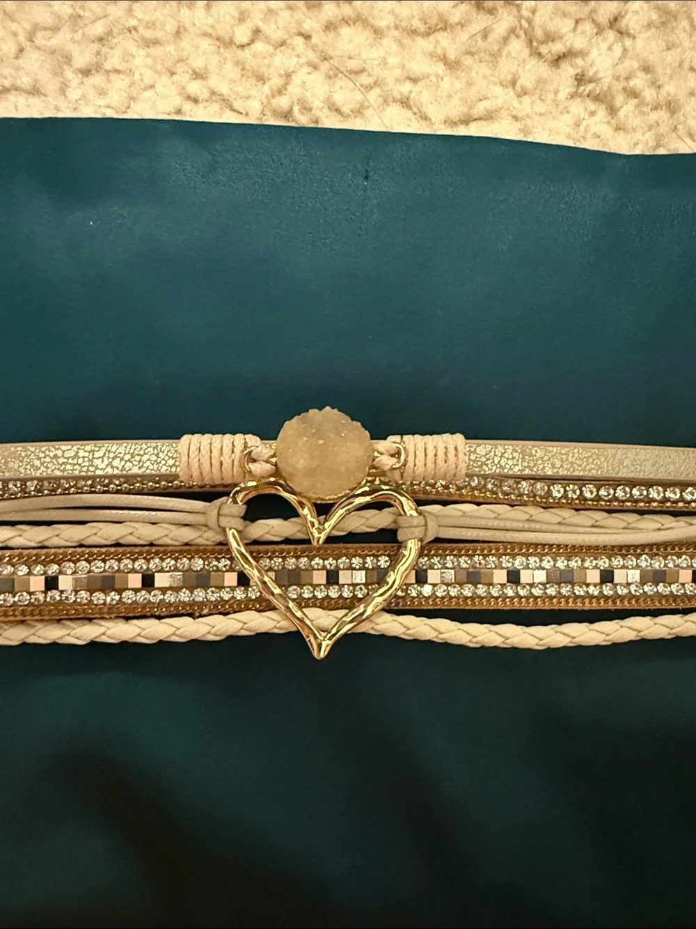 Layered Cream and Gold Wrap Bracelet - Picture 4 of 5